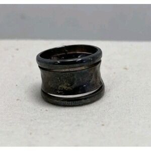 925 Sterling Silver Wide Cigar Band Ring Men's Size 7 Heavy Oxidized Band